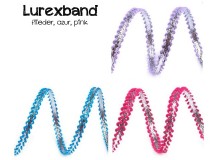 Lurexband silber - lila pink blau
